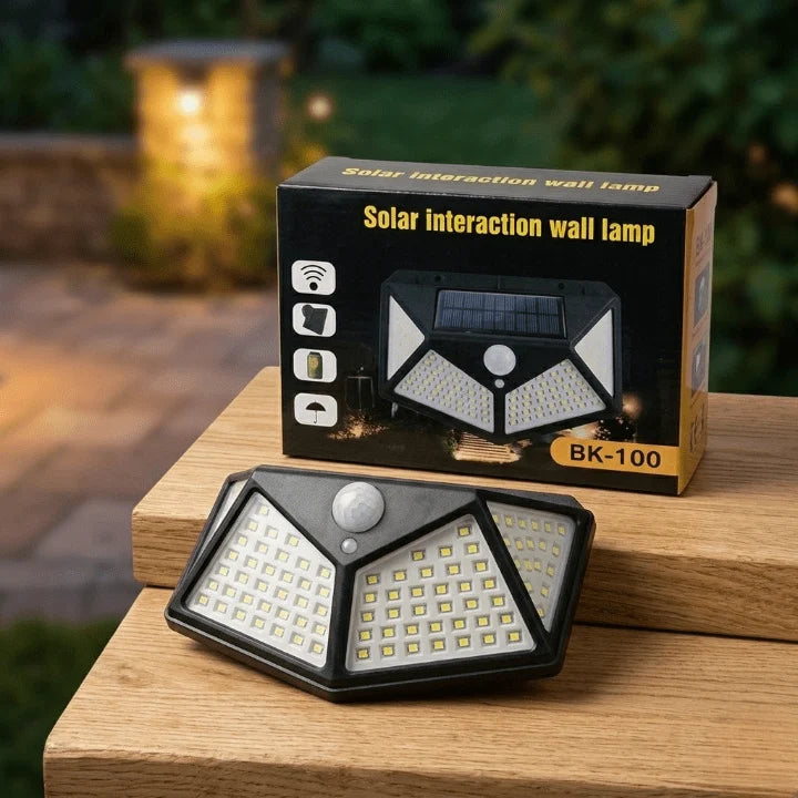 100 LED Solar Motion Sensor Wall Light – Waterproof Outdoor Security Lamp